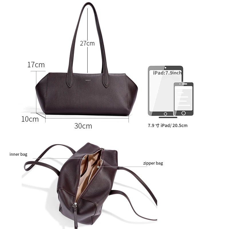 Genuine Leather Women Shoulder Bag Luxury Designer Large Capacity Handbag Female Daily First Layer Cowhide Underarm Tote Bags