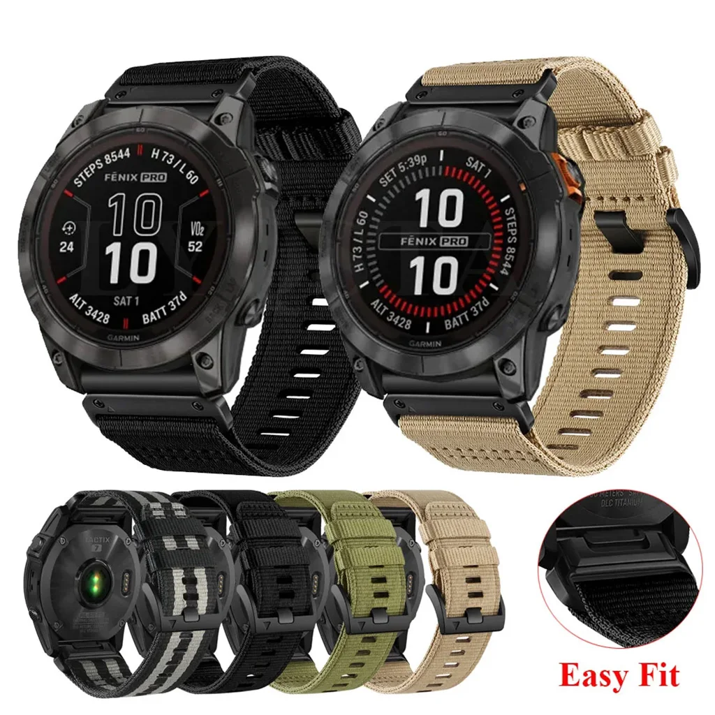 Płócienny pasek QuickFit 22mm/26mm do Garmin Fenix 8 7 7X pro 6 6X Epix pro 2 5 5X plus Descent G1 mk3i 965 955 Bransoletka z paskiem
