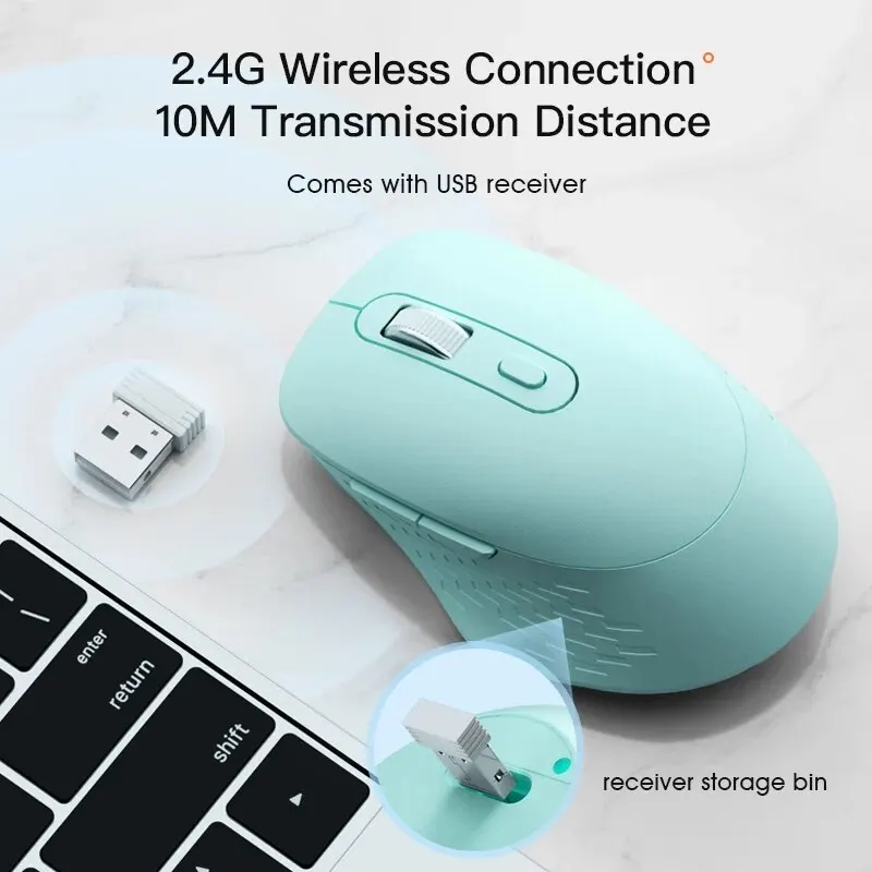 Wireless Mouse For Portable 2.4GHz USB Computer Ergonomic Mause Wirelesss Rechargeable Gaming Mice For Laptop PC Accessories