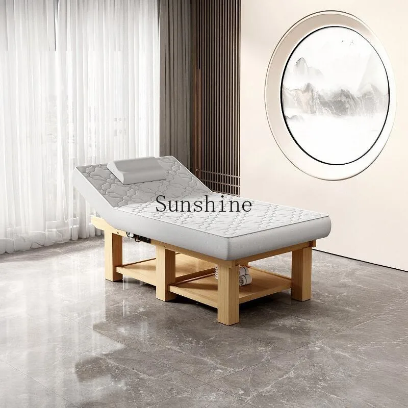 

Electric lifting beauty bed Solid wood latex heated ear picking massage bed