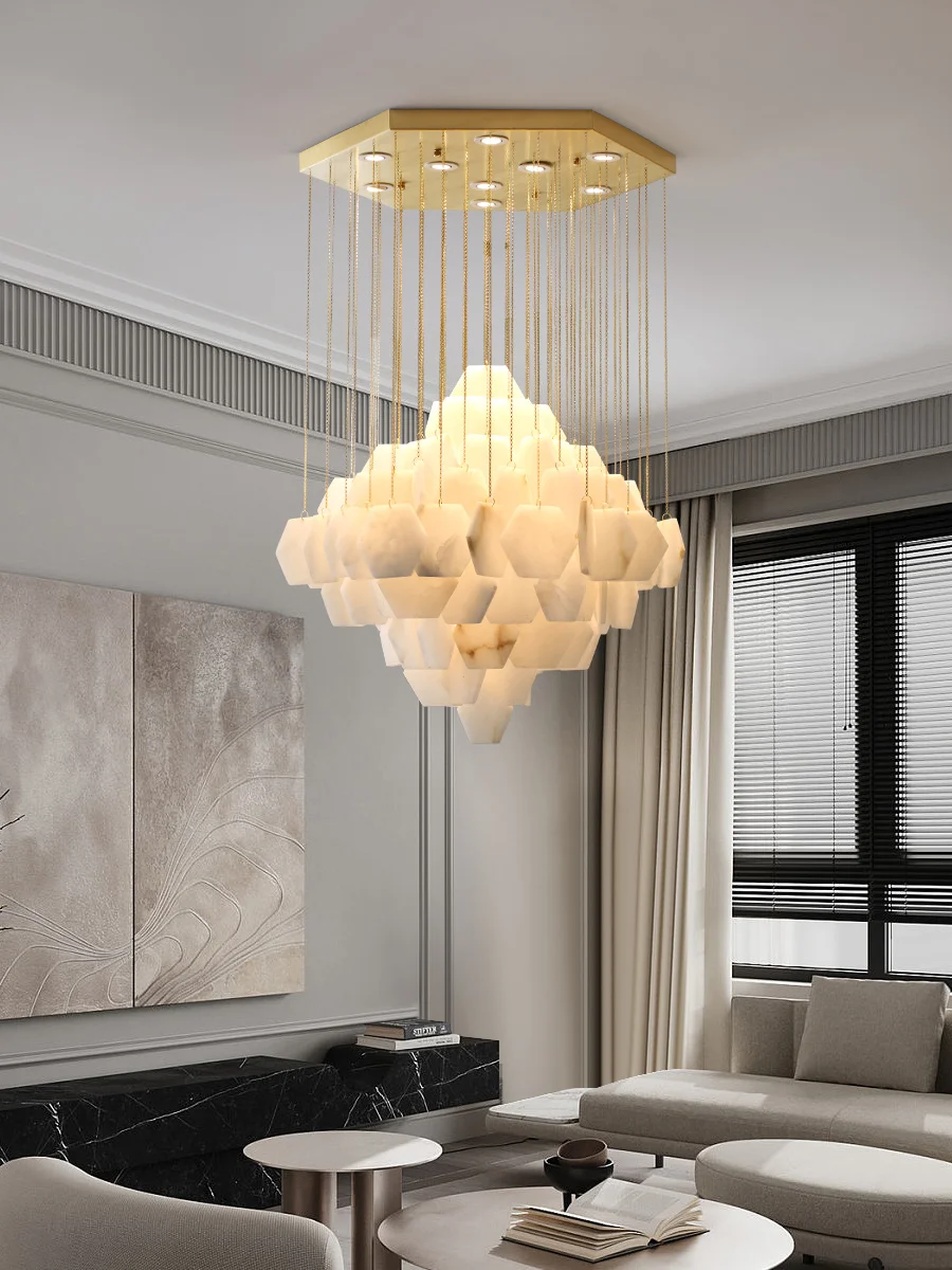 Modern Artsy Hanging Lamps For Ceiling Villa Shop Hotel Luxury Pendant Light Minimalist Natural Stone Chandelier Loft Room Decor