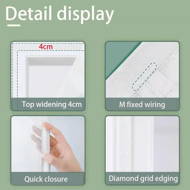 Magnetic diamond gauze mosquito proof door curtain, white magnetic suction door, mosquito net, self-adhesive screen door