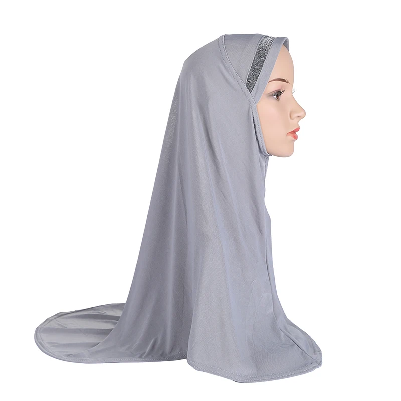 H063 Teenage girls medium size 75*65cm pray hijab muslim headscarf islamic headscarf hat amira pull on headwrap