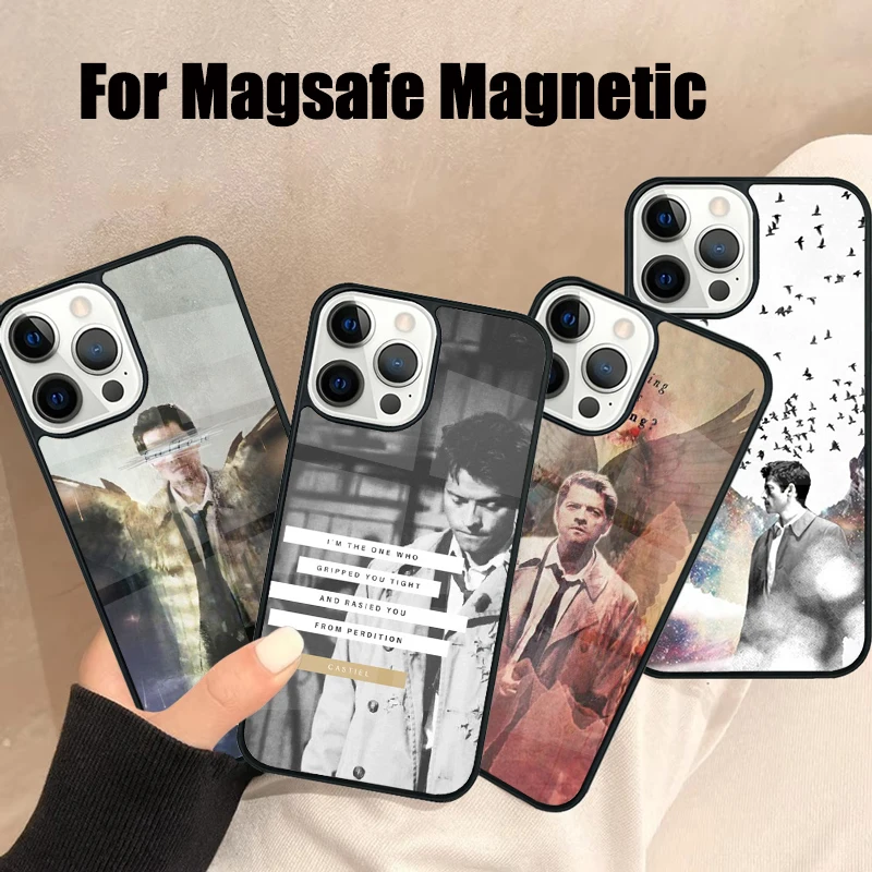 Supernatural Castiel Magsafe Phone Case For iPhone 16 15 14 13 12 11 Pro Max Plus Mirror Wireless Magnetic Cover