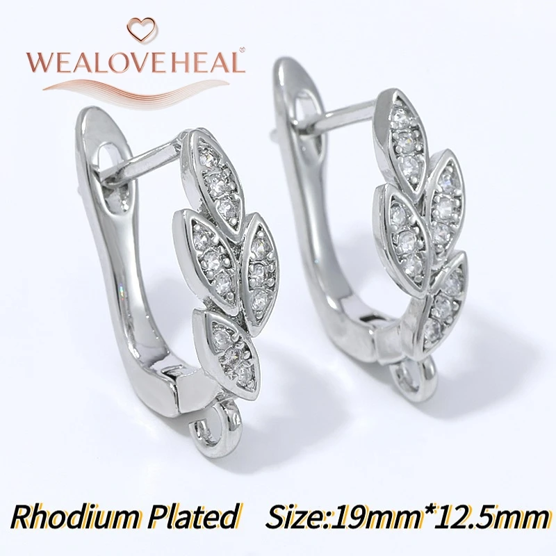 schmuckherstellung zubehör, 1 Paar 18K vergoldete Messing-Ohrringhaken mit rechteckigem Hebelverschluss, Baguette-Zirkonia-Mikropavé, offener Schlaufen-Anhänger für die Ohrringherstellung – Detail 36
