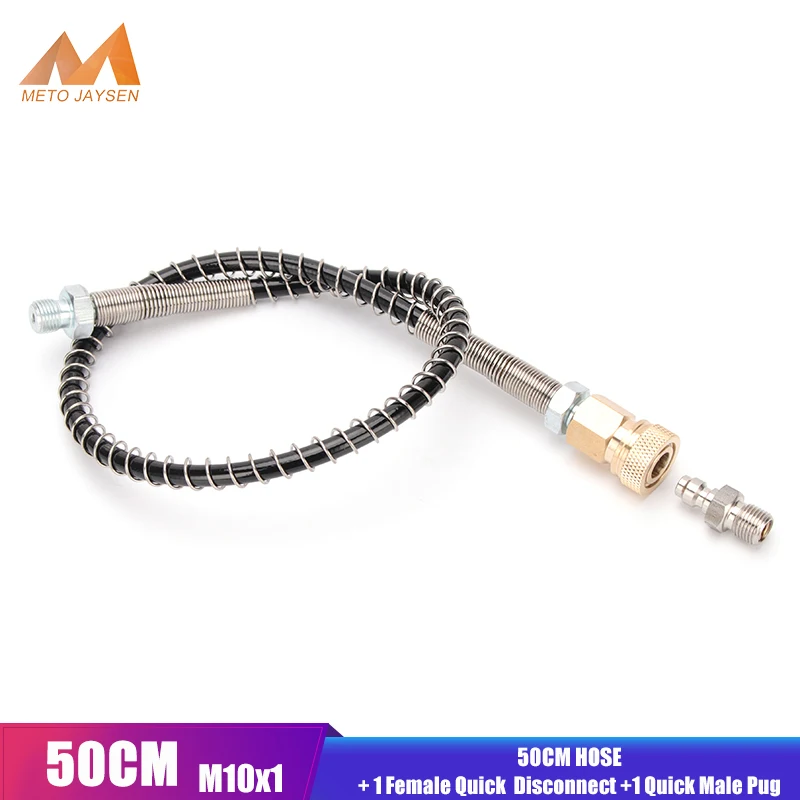 

50cm High-Pressure Nylon Hose with M10x1 Thread Quick Connect Couplings 40Mpa PCP Pneumatics Air Refilling with Spring Wrapped