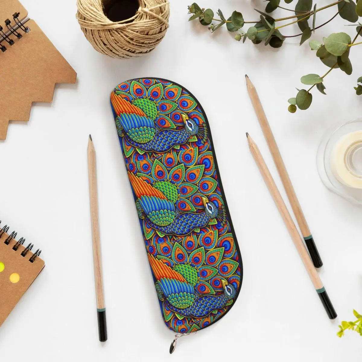 カラフルなペイズリー孔雀虹鳥鉛筆ケースペンホルダー収納文具用品大容量収納ペンボックス鉛筆バッグ