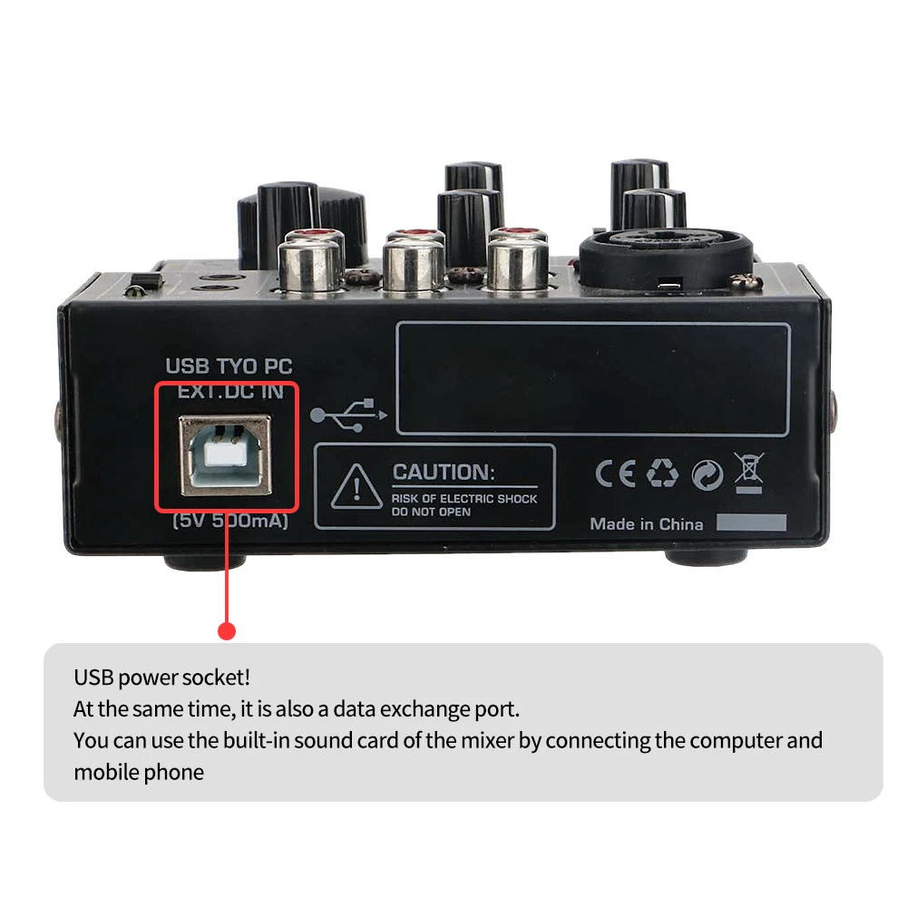 Mini mischen konsole, 5-kanal mikrofon linie, digitale audio live singen aufnahme soundkarte, USB audio interface