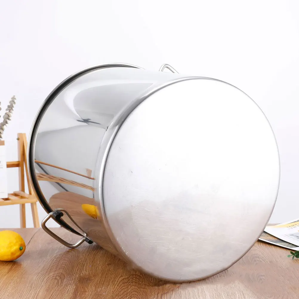 

Stainless Steel Pot Large Capacity Soup Pot Rice Bucket Lid for Porridge Noodles Oil Storage Water Supplies