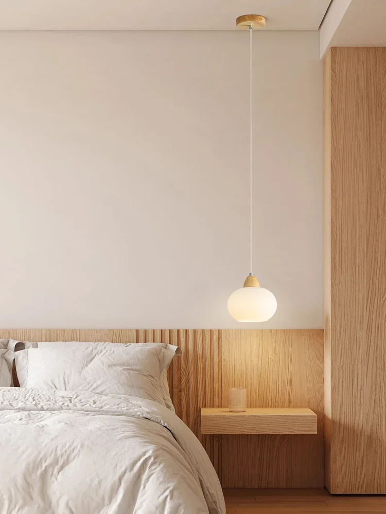 

Lujia Liangpin Small Persimmon Pendant Lamp Bedroom Bedhead Simple Modern Cream Natural Wood Style Restaurant Entrance