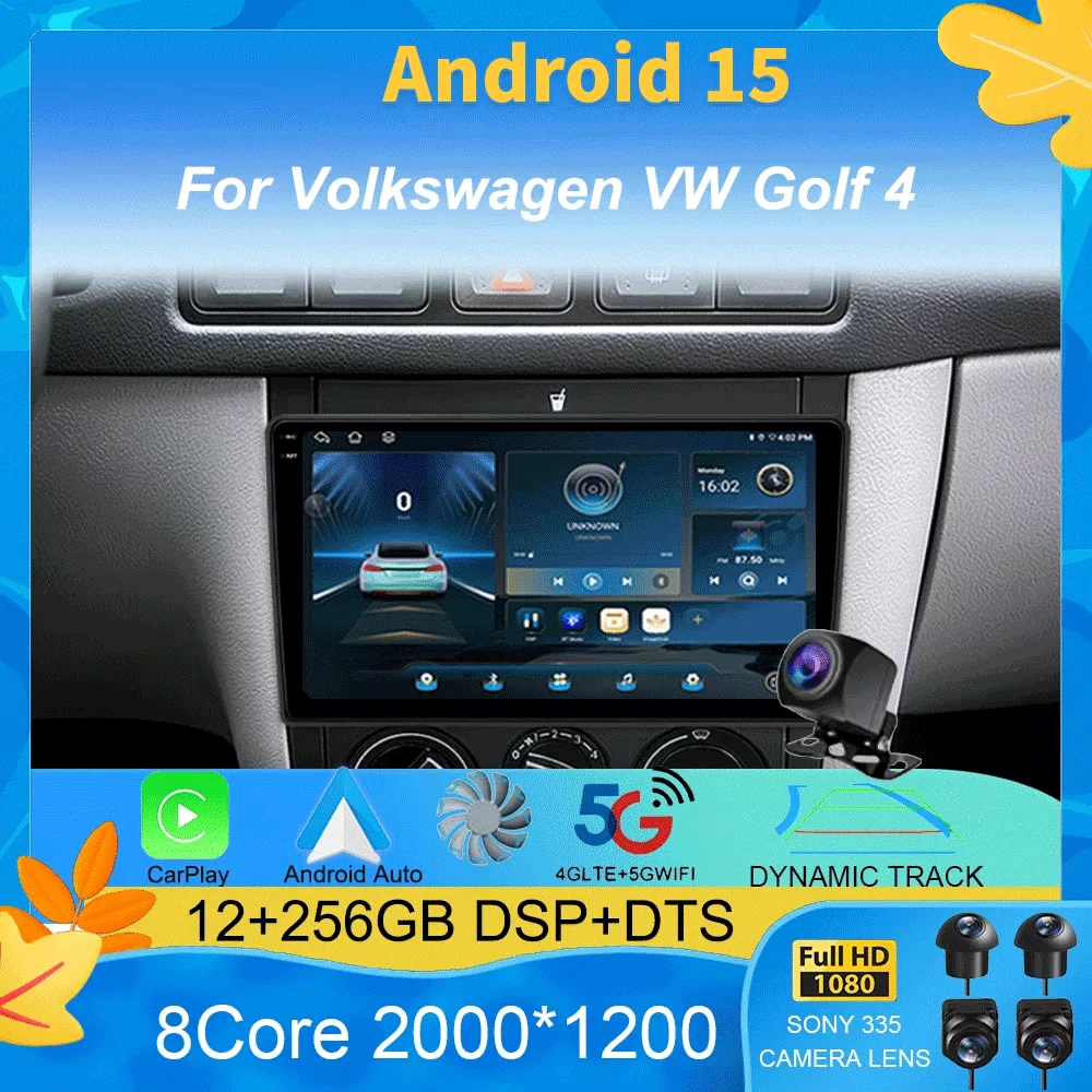 Car Radio Android15 For Volkswagen VW Golf 4 IV Jetta MK4 Classics Multimedia Player Stereo Carplay GPS Stereo 2din DVD