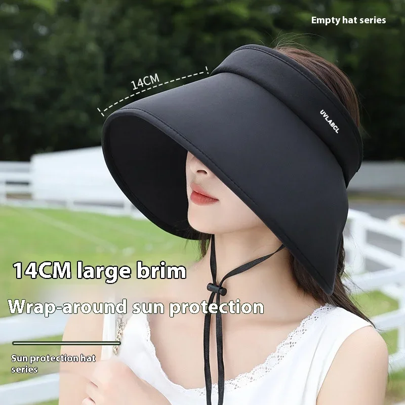 Full face sunscreen cap, ice silk for women 2024 new summer UV protection versatile foldable sunshade cap, empty top