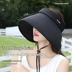 Full face sunscreen cap, ice silk for women 2024 new summer UV protection versatile foldable sunshade cap, empty top