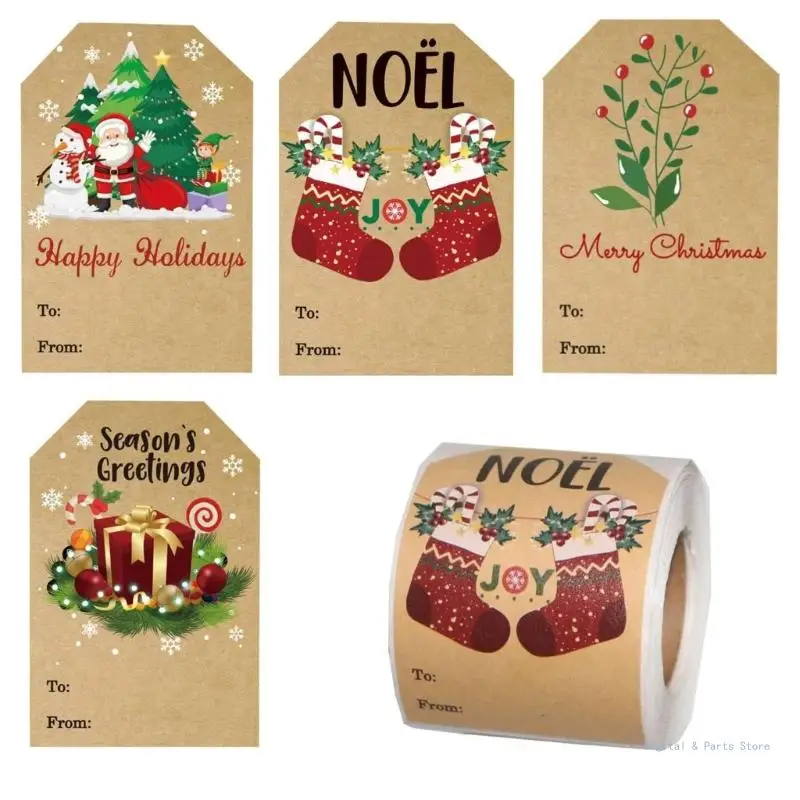 

M17F 200PCS Christmas Labels Self-Adhesive, 2x3Inch Christmas Wrapping Labels Christmas Name Stickers for Present Box, Cards
