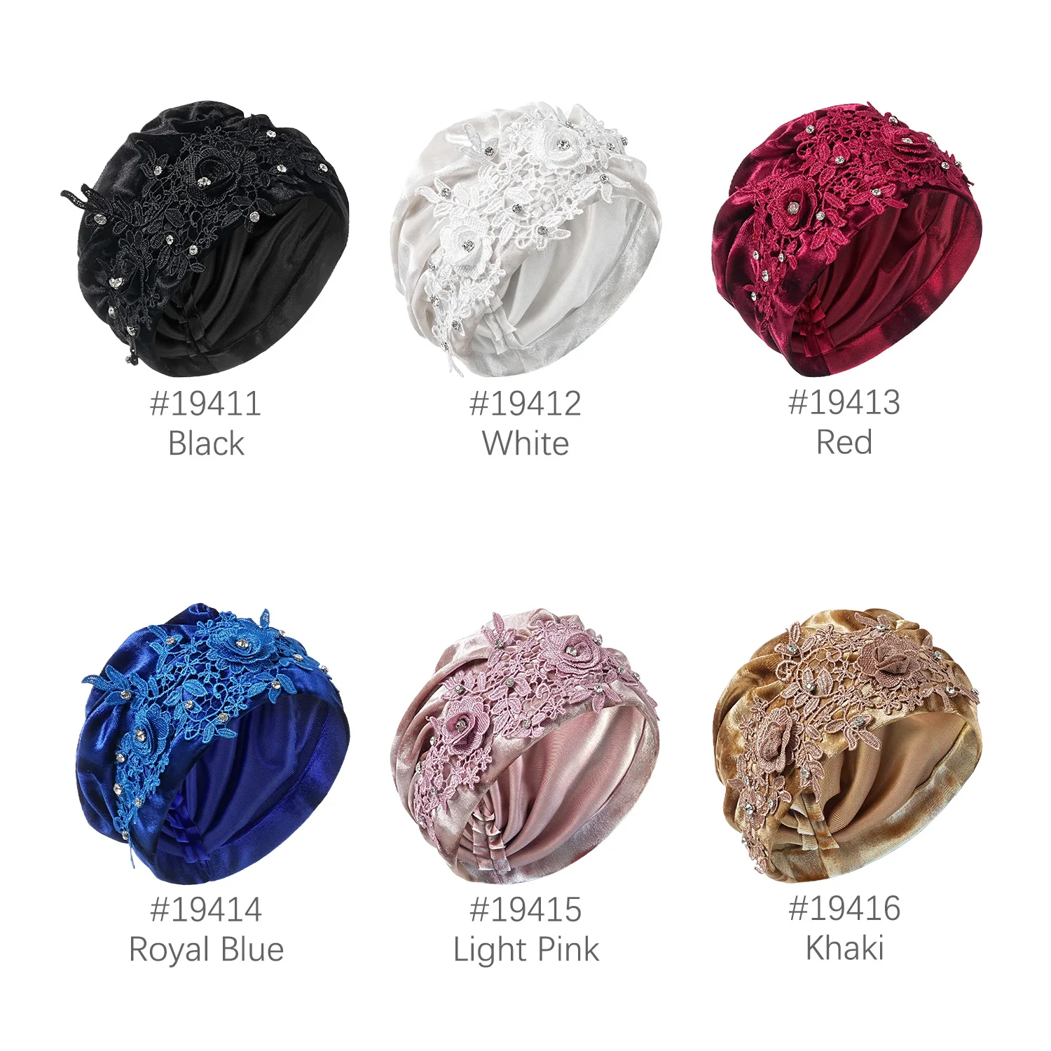 Flower Embroidery Turban Cap for Women Fashion Female Head Wraps Velvet Muslim Headscarf Bonnet Turbante Mujer