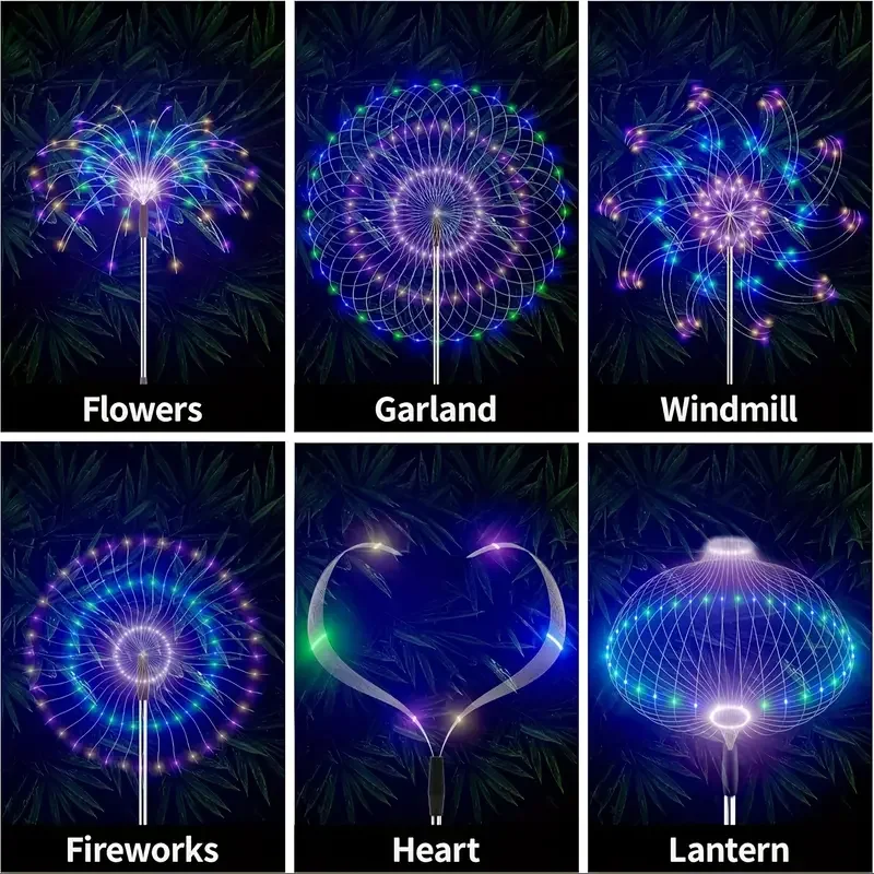 Solar Powered Firework Lights Versatile LED Decorative Lights for Pathways Lawns Special Occasions