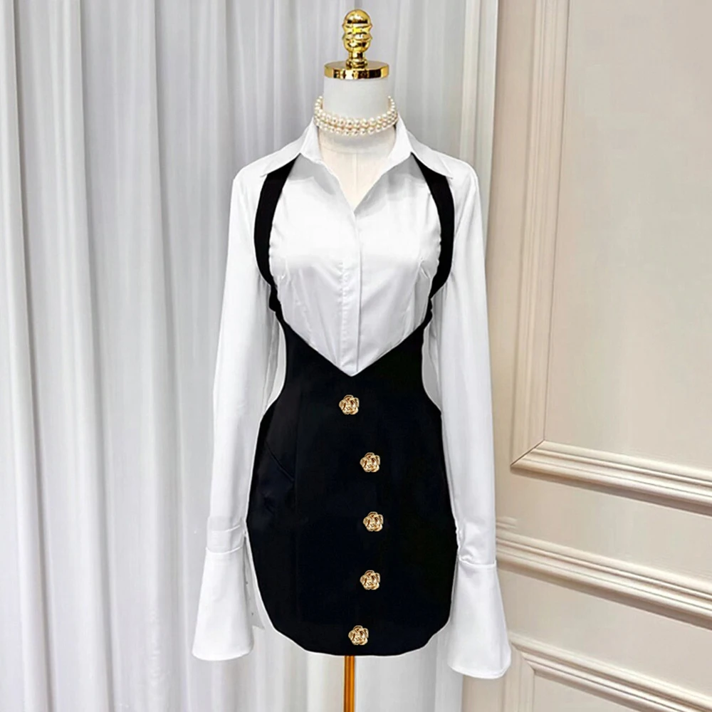 Autumn Winter Clothes Turn-down Collar Style Commuting No Decoration Women's Fashion Outerwear Set Short Skirt Ensemble