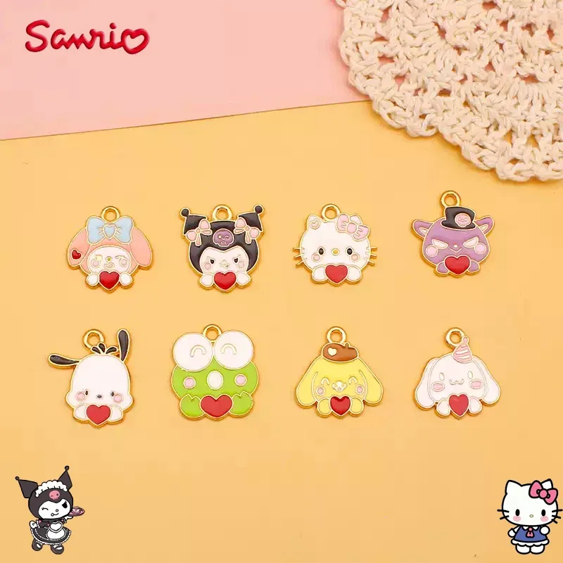 Sanrio Hello Kitty Anime Alloy Pendant Earrings Accessories Bracelet Leather Band Pendant Handcrafted Material Pendant