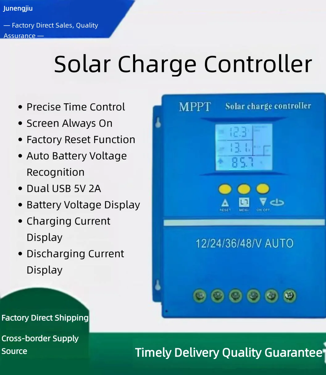 MPPT Solar Charge Controller 12V 24V 36V 48V Auto Universal 60A 70A 80A 90A 100A Blue High Power Solar Panel Regulator