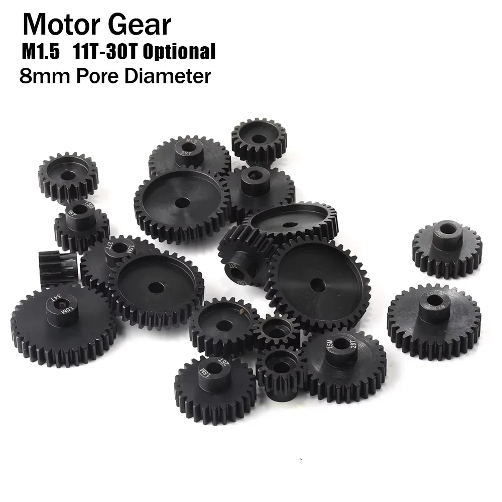 1Pcs M1.5 8mm 11T-35T Motor Gear Metal Blcak Hardened Steel Pinion for 1/5 1/8 1/10 RC Remote Car Toys Model Car Parts