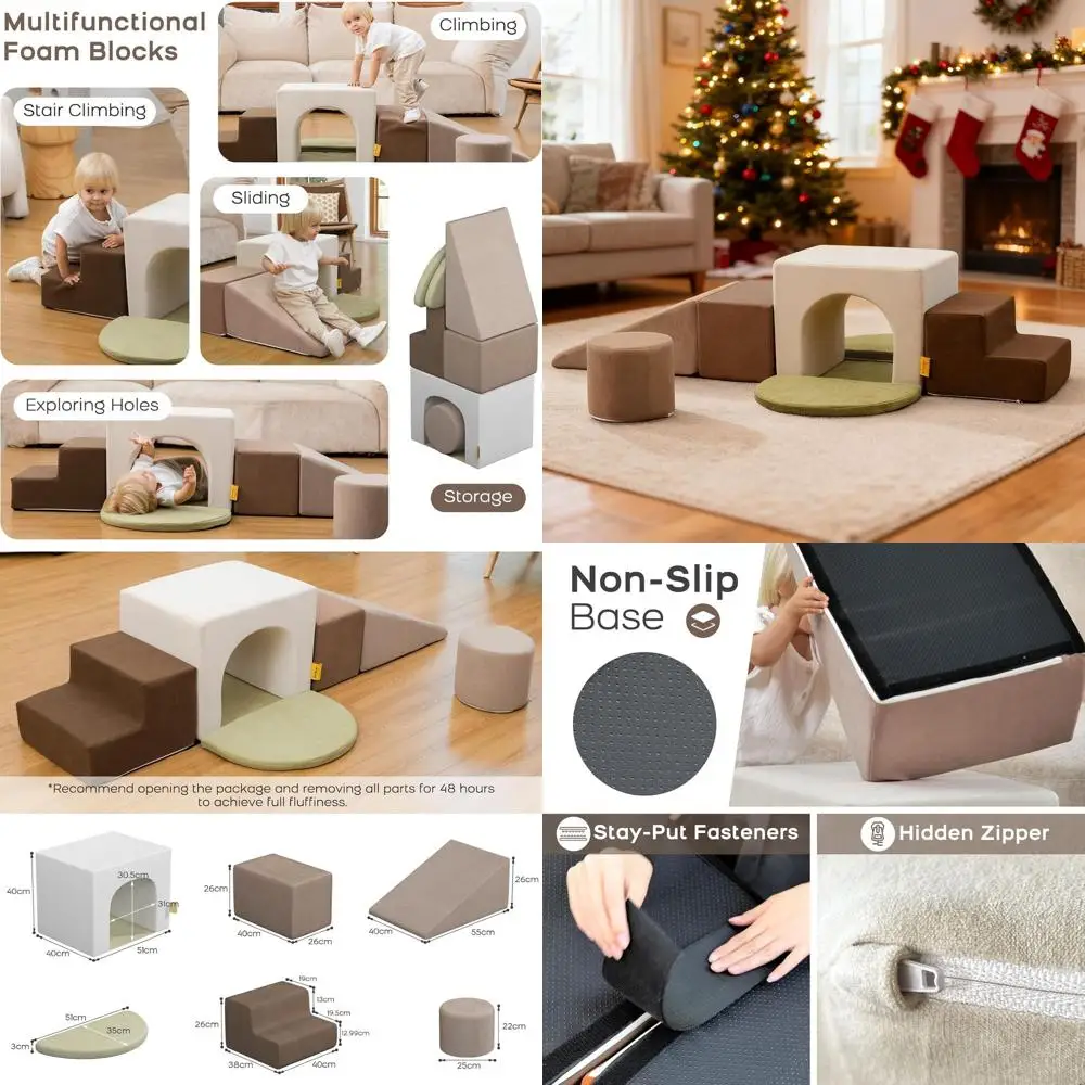 7-teiliges Kletterschaumstoffblock-Set für Kleinkinder – Montessori-inspiriertes Indoor-Spiel für die Entwicklung motorischer Fähigkeiten (grau)