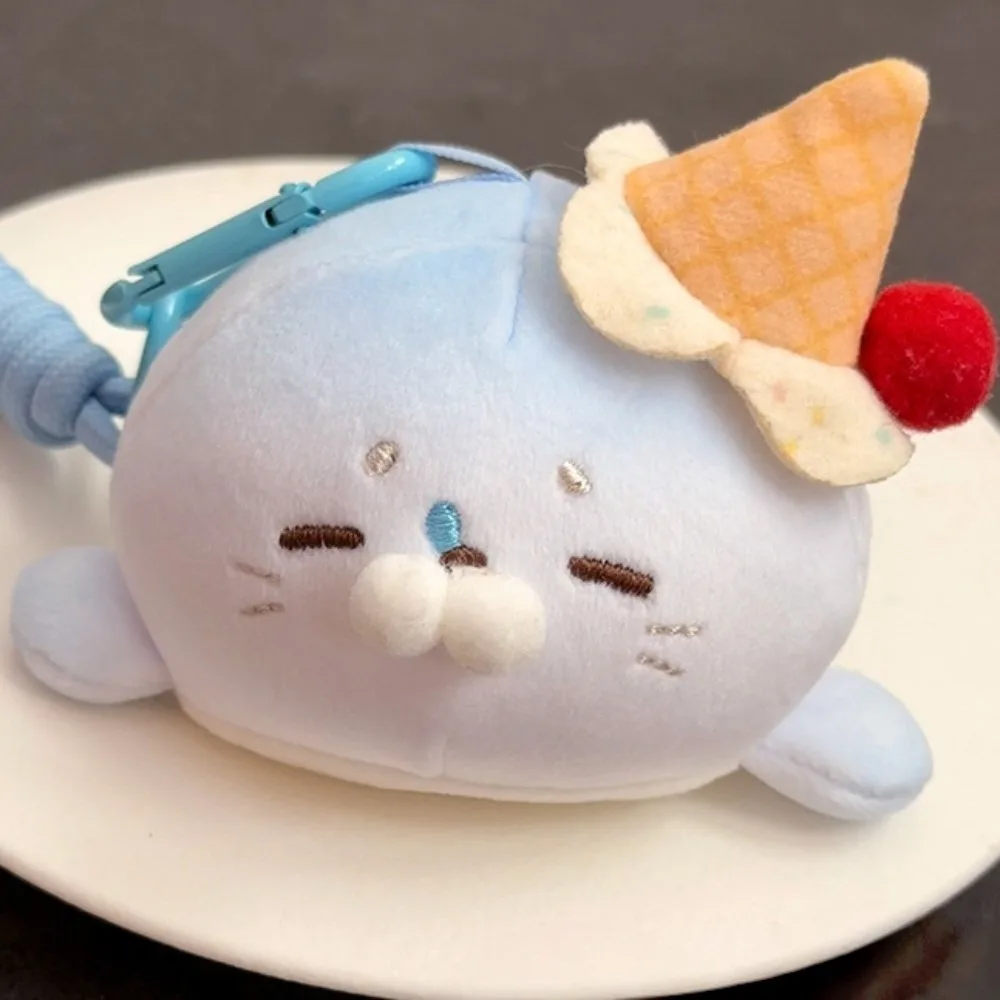 Soft Ice Cream Seal Keychain Sakura Cute Sea Dog Pendant Stuffed Toast Seal Keyring Hanging Decoration