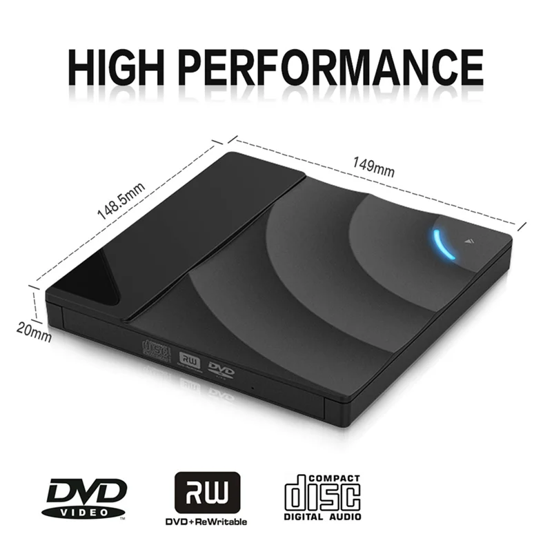 مشغل محرك الأقراص الضوئية الخارجي المحمول من النوع C USB 3.0 CD/DVD RW لأجهزة الكمبيوتر المحمول مع مفتاح اللمس