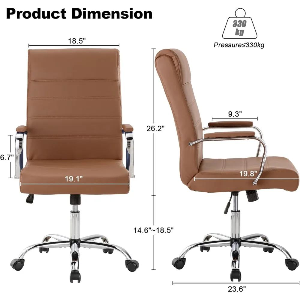 كرسي مكتب مريح من الجلد عالي الظهر مع ارتفاع قابل للتعديل لغرفة الاجتماعات والمكتب المنزلي