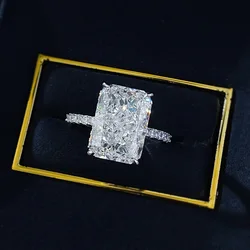 Handmade Lab Moissanite Diamond Ring 100% Real 925 Sterling Silver Party Wedding Band Rings for Women Bridal Engagement Jewelry