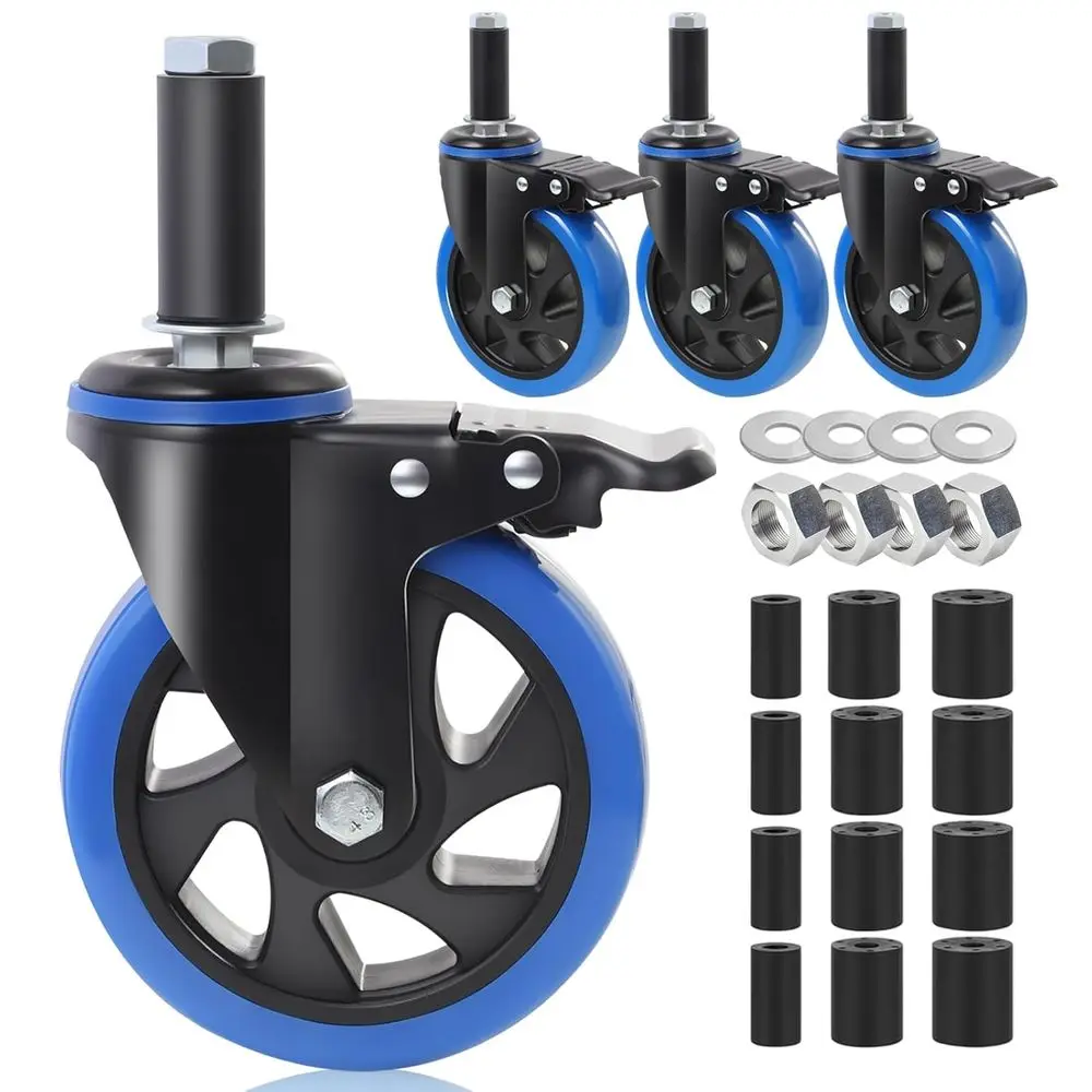 

Комплект из 4 колесиков для стола-трансформера 5 дюймов, с резьбовым поворотным удлинителем, тормозом, подходит для трубчатых ножек или ножек из нержавеющей стали с внутренним диаметром 7/8, 1, 1-1/2, 1-5/8 дюйма.