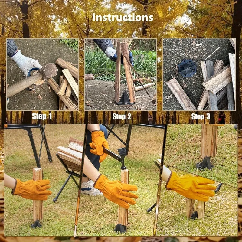 

mini heavy duty manual wood splitter small durable wood splitter wedge black divider firewood kindling splitter camping