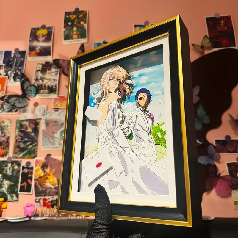 新しいフォトフレームヴァイオレットエヴァーガーデンアニメ 3d 手作りアート絵画漫画フィギュア収集画像装飾品寝室のデコラギフト