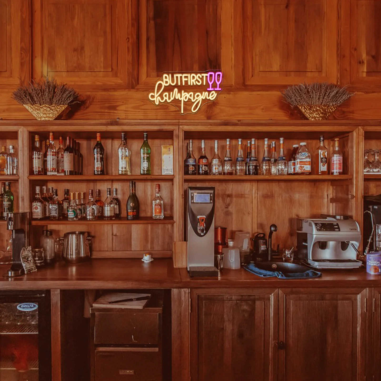 But First Champagne Neon Sign Wall Decor for Home Bar Kitchen Man Cave Pub Weddings Birthdays Graduations Decor Light Dimmable