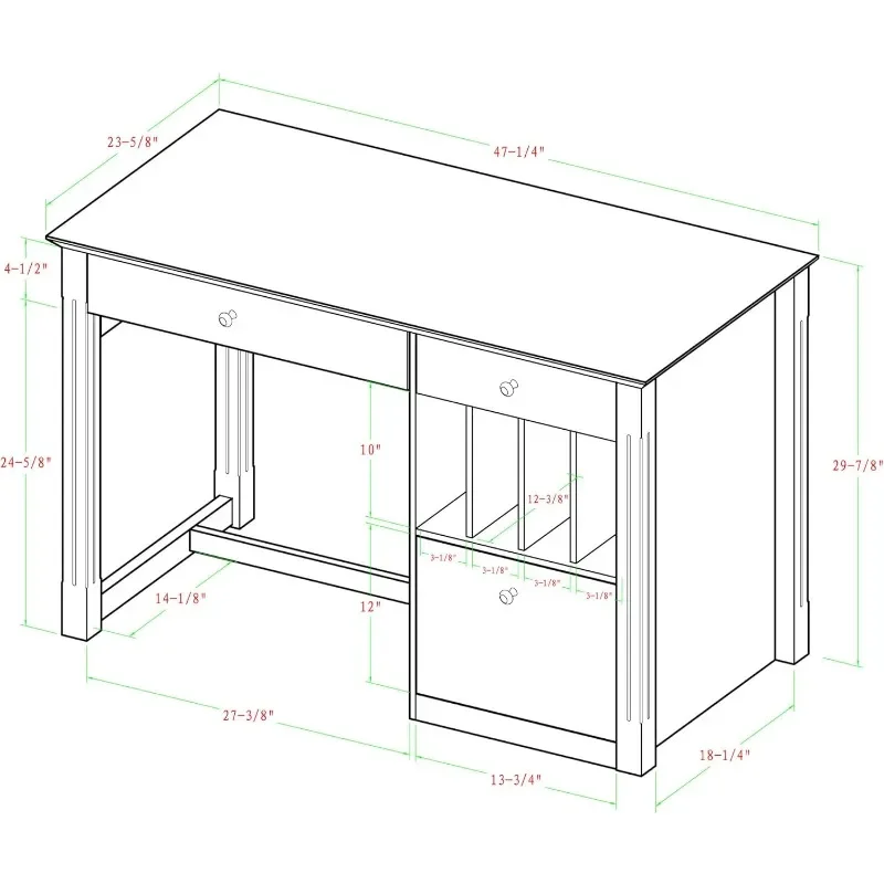 White Wood Deluxe Storage Computer Desk, Furniture with Hutch, 40 