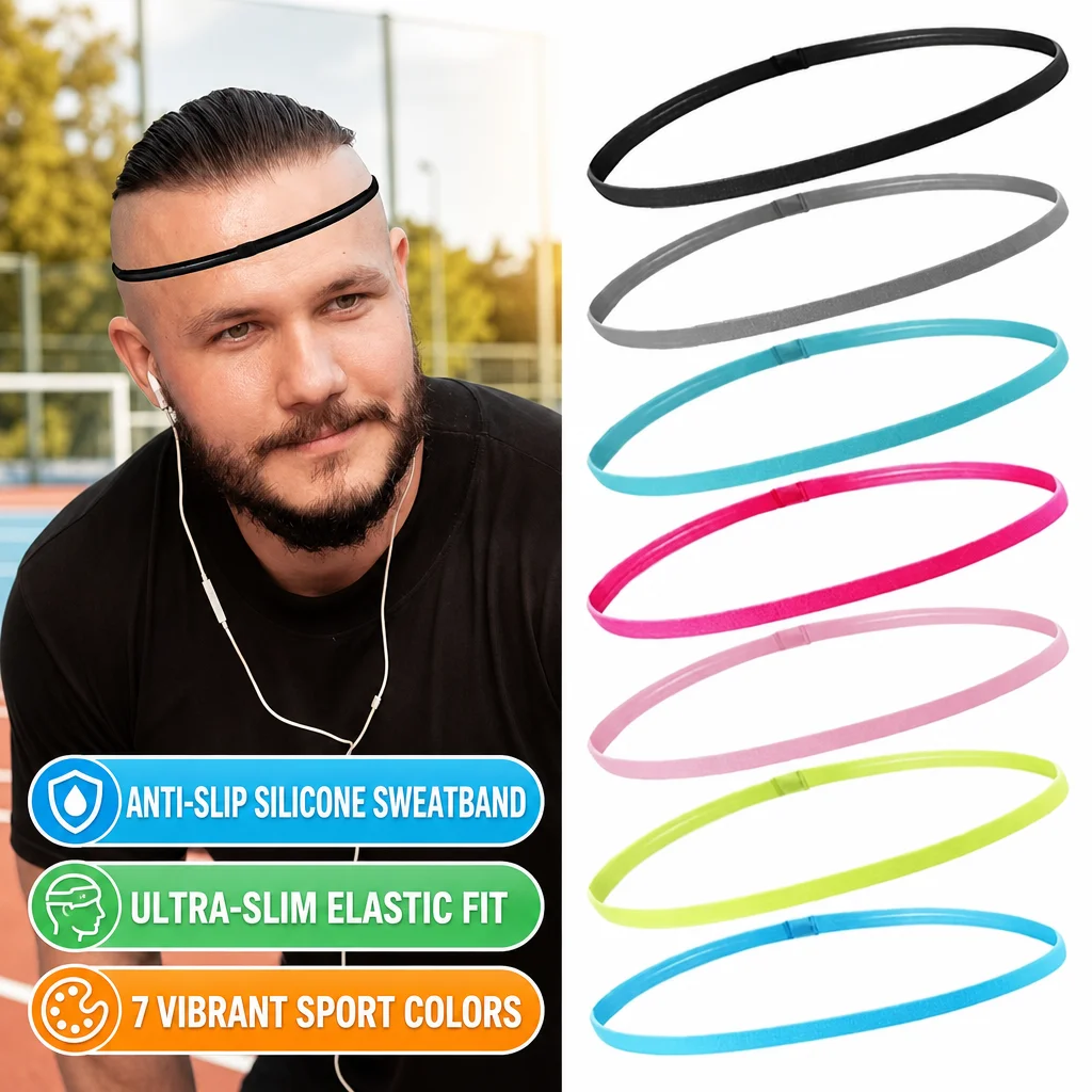 3pcs Sweat Absorbing Moisture Non-slip Sports Hair Band Running Mountaineering Badminton Multifunctional Elastic Hair Band