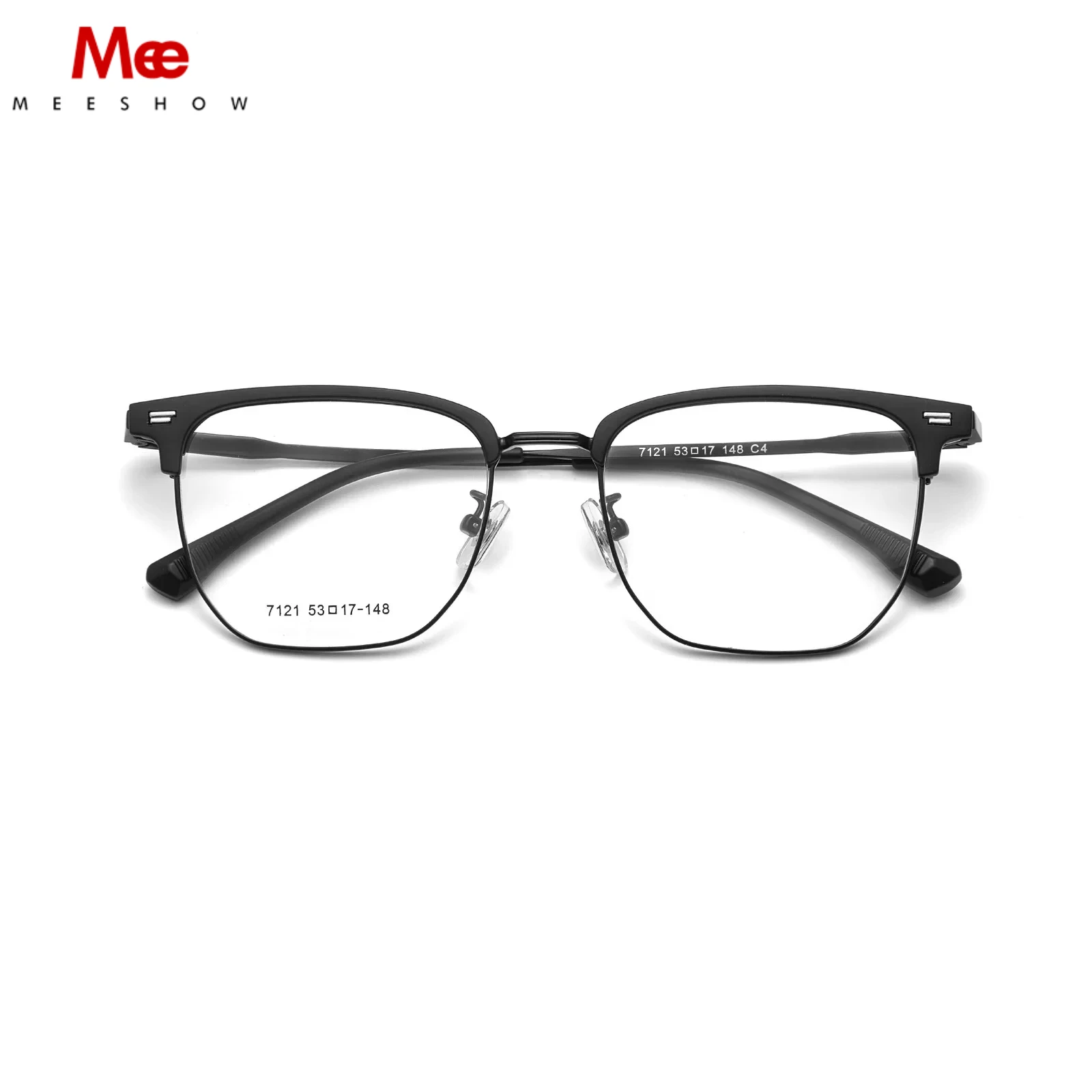 MEESHOW Ultra-light Big Eyeglasses TR90 Pure Titanium Retro Square Optical Prescription Glasses Frame Men Women Eyewear 7121