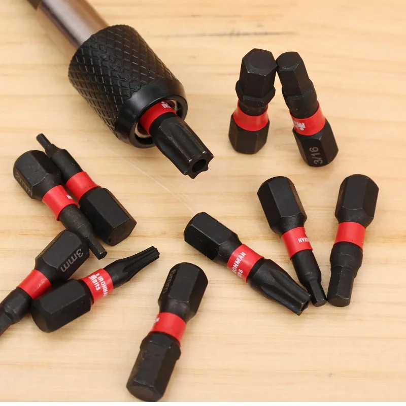 10pcs Multi Impact Allen Wrench Drill Bit with Base Black Steel Hex-Shank Electric Drill Tools Magnetic Screwdriver Driver Head