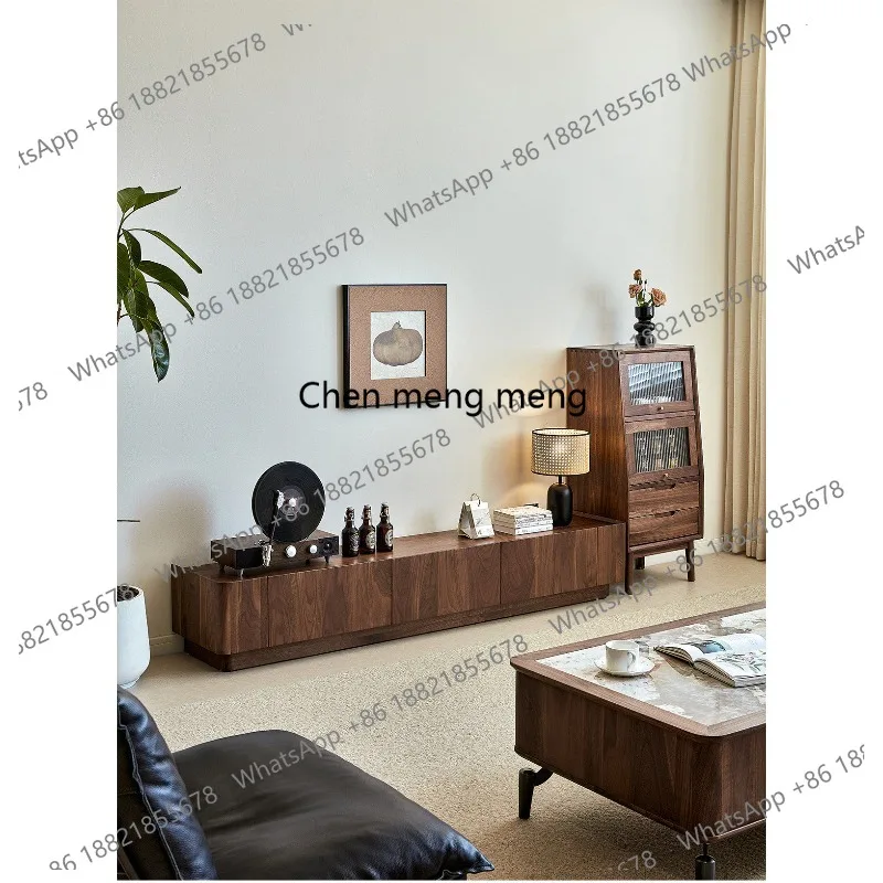 

North American black walnut solid wood TV cabinet Italian modern minimalist living room furniture floor storage locker