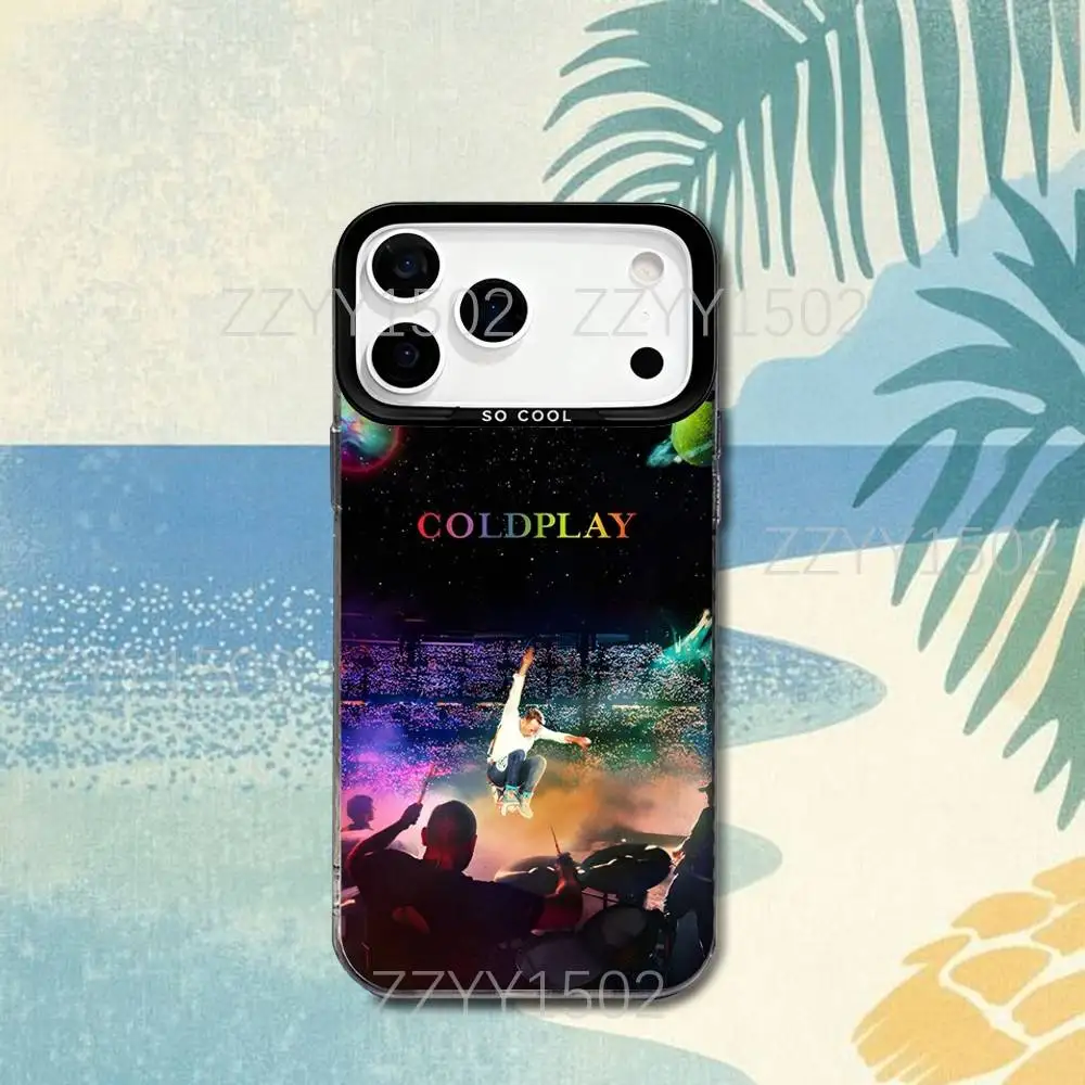 حافظة هاتف C-COLDPLAY-eS Moon Music لهاتف iPhone 17,16,15,14,13,12,X,8,Pro,Max,Plus,SE4,Air, Mini HD Black IMD Matte
