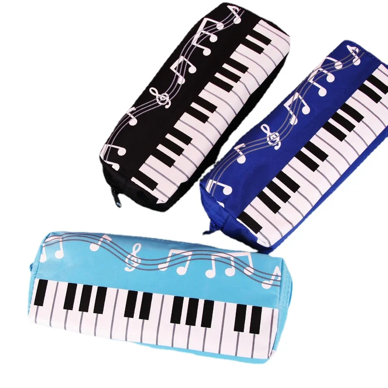 Piano Key Design Pencil Bag Case Single Layer Oxford Cloth Stationery Pens Storage Bag Organizer Girls Makeup Bag 200*85*35mm