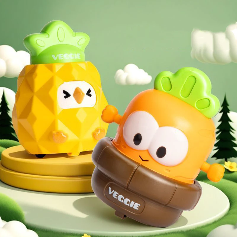 1 pçs diversão crianças imprensa carro de brinquedo do bebê dos desenhos animados multi estilo legumes berinjela repolho cebola glide carro criativo presente aniversário brinquedos