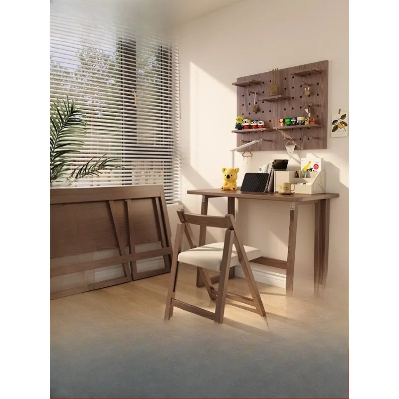 Winter wood solid wood folding desk student household computer table dining table bedroom small apartment bedside learning writi