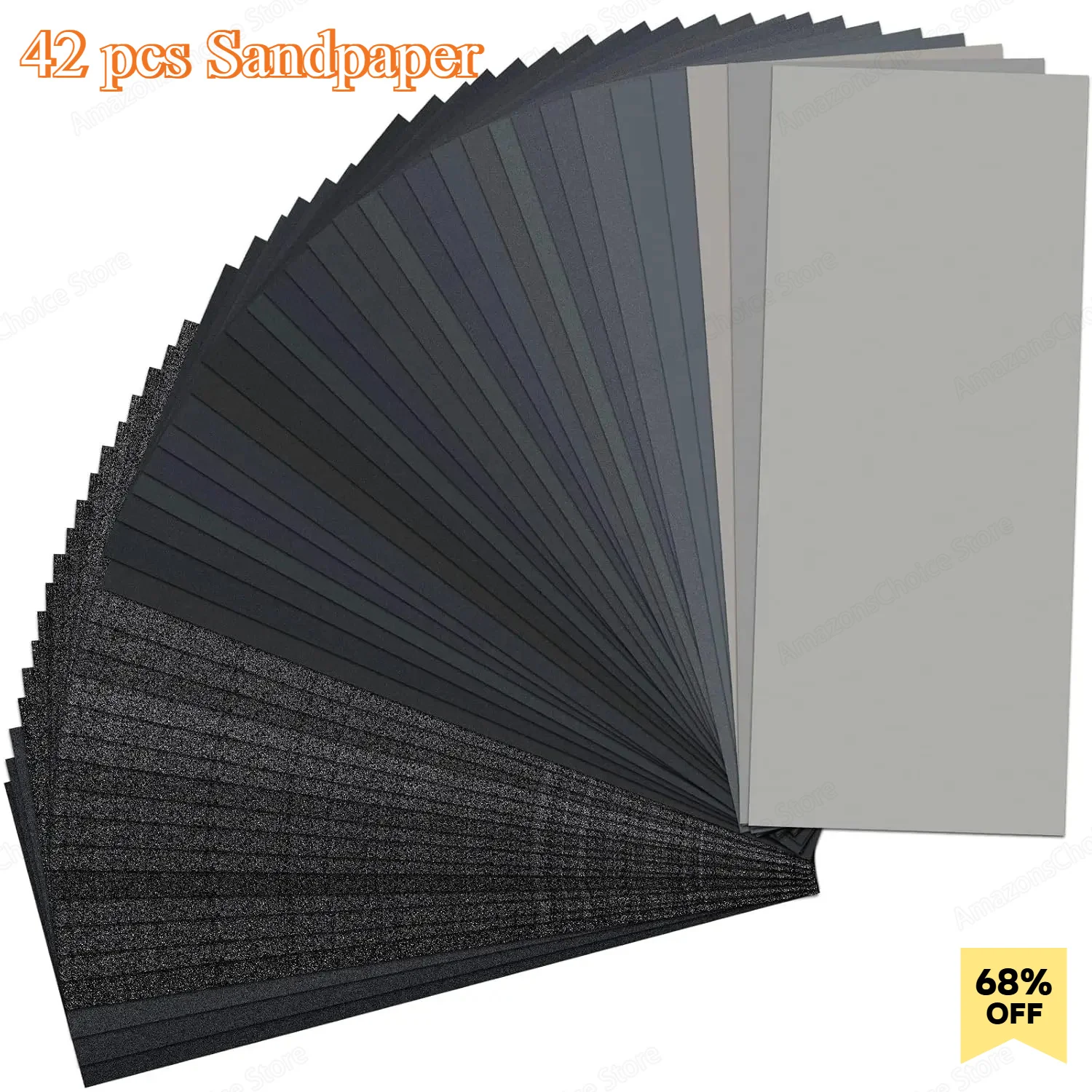 42Pcs Dry Wet Sandpaper Set, 120-3000 Grits, 9×3.6 Inch for Car Polishing, Wood Furniture Finishing & Woodworking Carving
