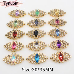 NEW 20*35mm Golden Shiny Rhinestone Brooch Buttons For Wedding Decoration Metal Brooch Hair Bow Handmade Jewelry