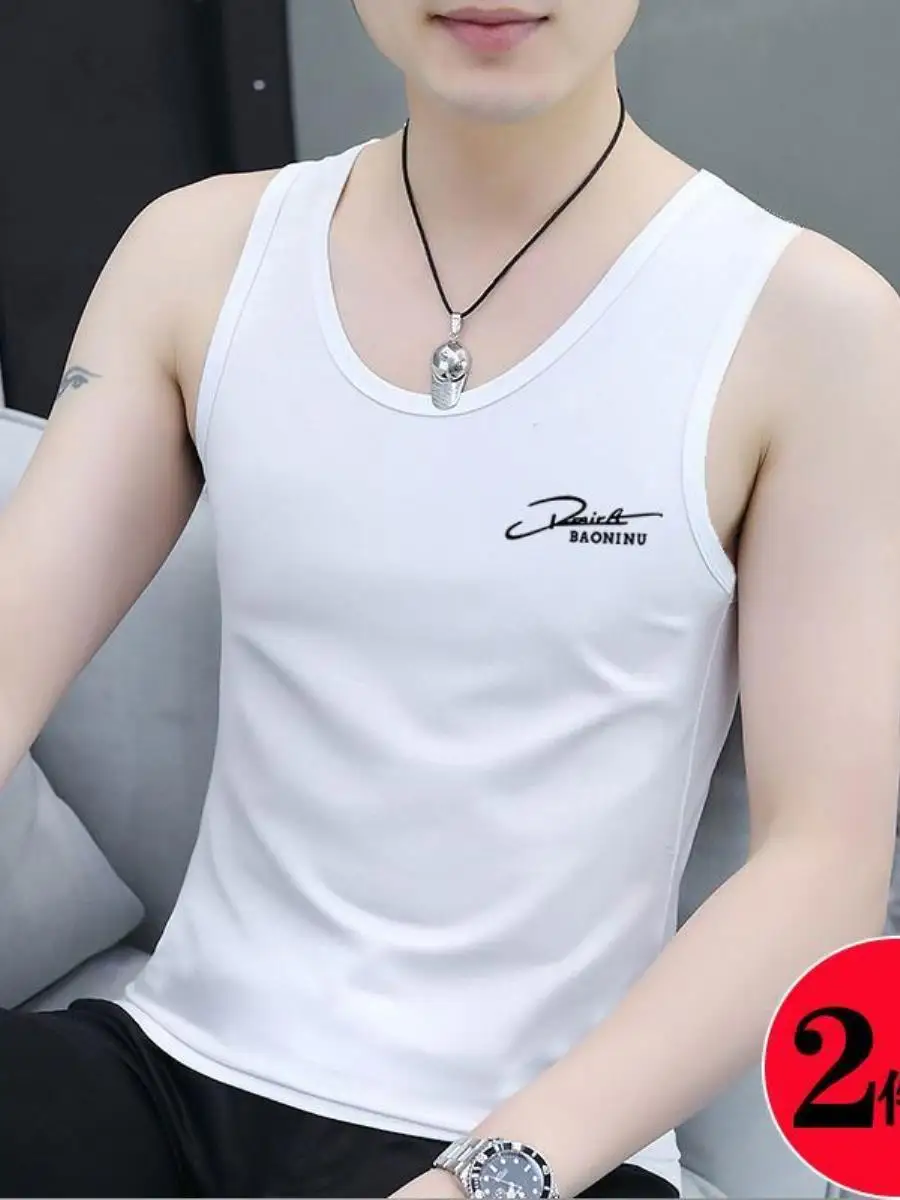 

Men's Slim Fit Cotton Sports Vest 2-Pa Cross Country Running Base Layer irt Fitn Sweatirt Inner Wear Tank Top