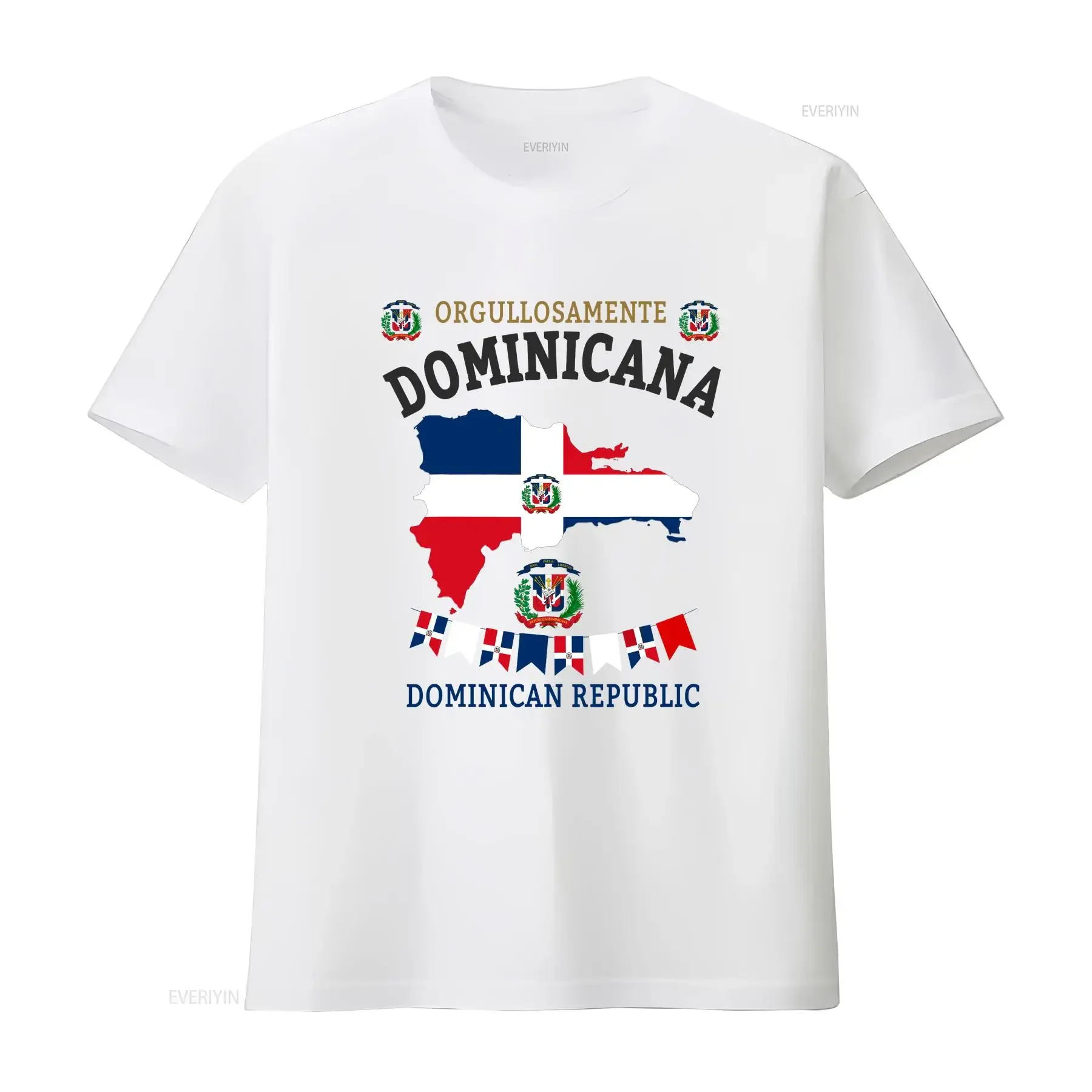 Camiseta Feminina República Dominicana com Bandeira Dominicana Hispânica, Estilo Vintage Lavado, Casual e Moderna para o Dia a Dia, Streetwear