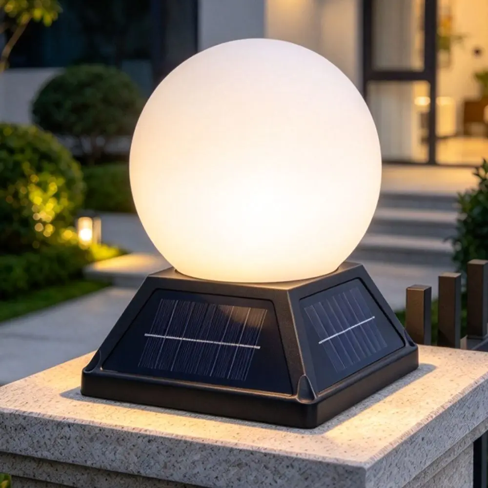 Remote Round Ball Solar Post Light Remote Control Timer Solar Lamp IP65 Waterproof Modern Minimalist Moon Lamp Patio