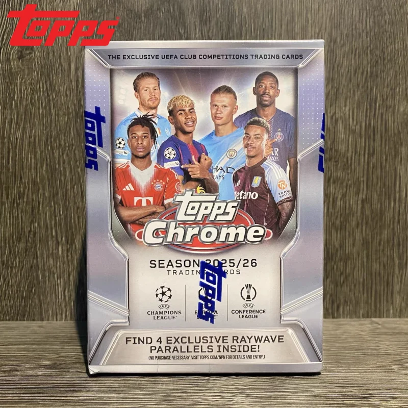 Hot Topps Chrome 2025-26 Cartas Colecionáveis de Futebol Competições UEFA Coleção Limitada com Assinaturas Caixa Hanger de Valor 15 Cartas no Total