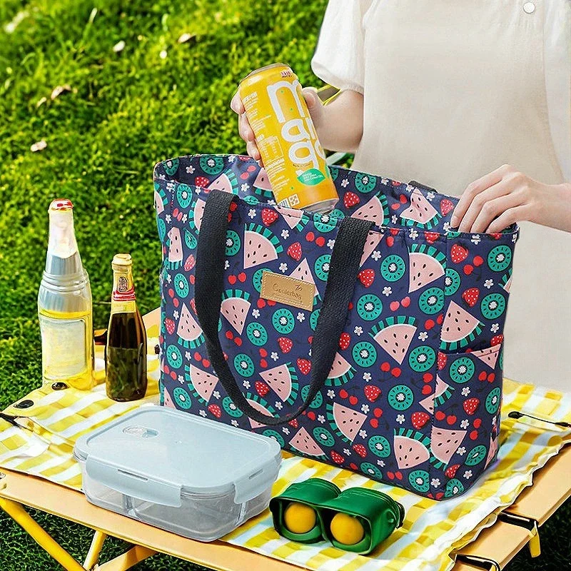 Bolsas de Picnic de gran capacidad, bolsa de almacenamiento de hielo para campamento, bolsas de hombro para exteriores, bolso térmico portátil para