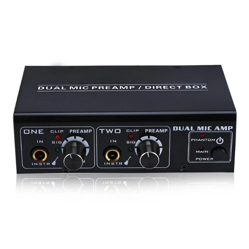

Microphone Amplifier 2 Channels Electric Guitar Preamp Electric Bass Amplifier